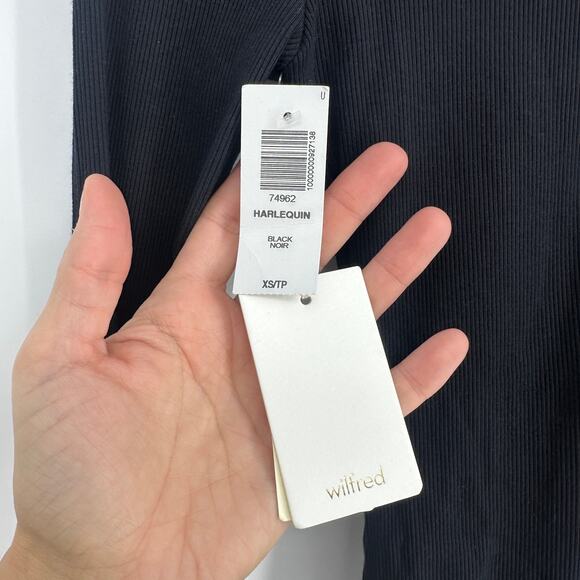 NWT Wilfred women Harlequin bodysuit long sleeve size XS black deep v-neck sexy - Picture 9 of 12